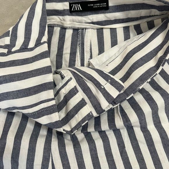 Zara striped wide leg ,ankle length cotton pants - Picture 4 of 8